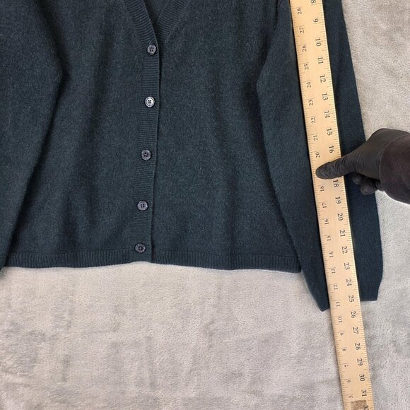 C by Bloomingdale's Cardigan Sweater Womens Medium Dark Green Cashmere Button Up - Picture 5 of 10
